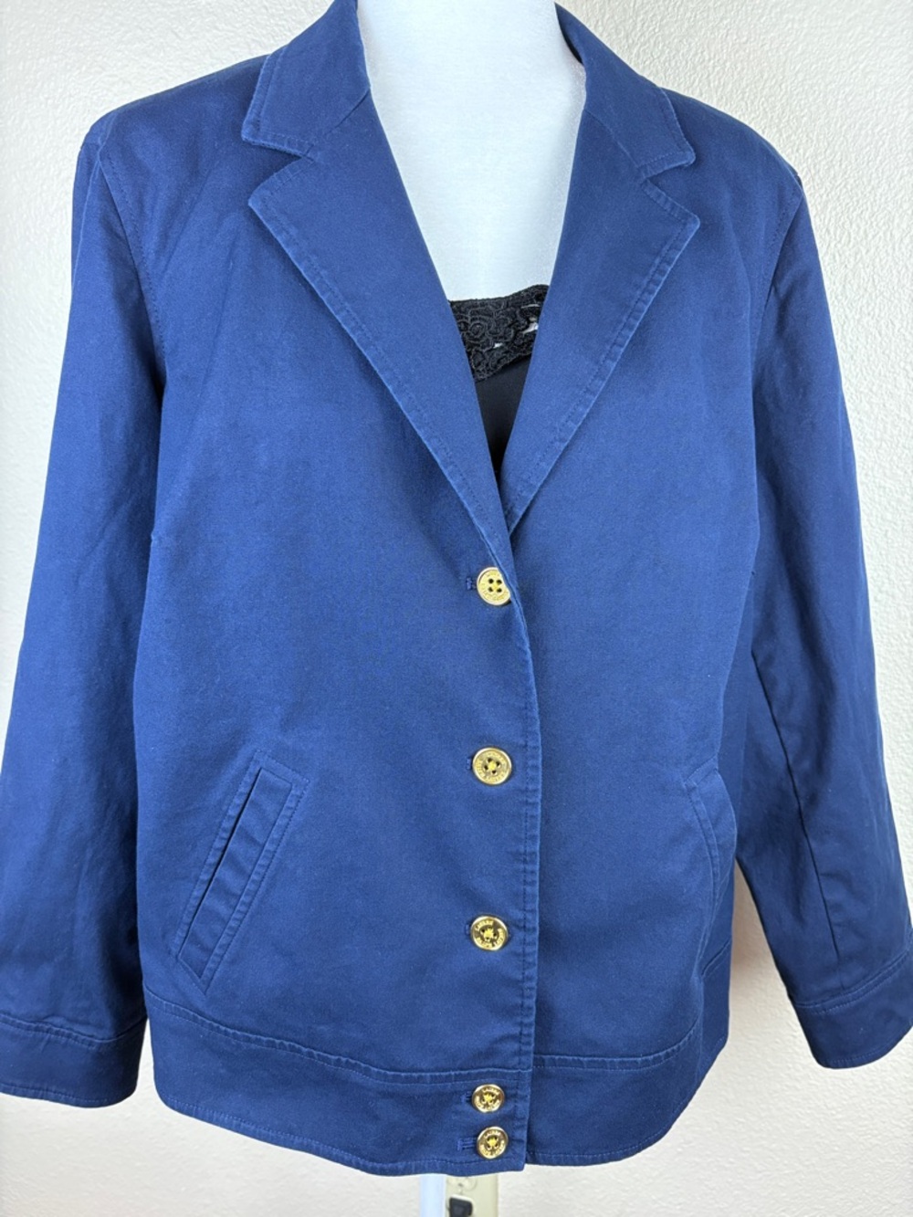 Lauren Ralph Lauren Women's Navy Blazer Gold Button Size 16w Jacket